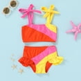 thumbnail image 5 of Younger Tree Little Girls Two Pieces Swimsuit Color Block Stripe Swimwear Summer Beach Bathing Suit for 5-6T, 5 of 8