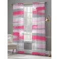 thumbnail image 4 of Pink Gray Stripes Sheer Curtains 84 Inch Length 2 Panels Set Window Treatments, Watercolor Modern Abstract Minimalist Rod Pocket Semi Curtains for Living Room/Bedroom/Kitchen Décor, 104"W x 84"L, 4 of 7