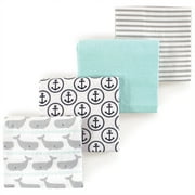 Luvable Friends Hudson Baby Flannel Receiving Blankets 4pk, Ocean Whale