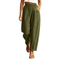 thumbnail image 2 of Horkkom Pants for Women Solid Color Elastic Waist Pants Casual Loose Pleated Pants with Pockets XXL, 2 of 7