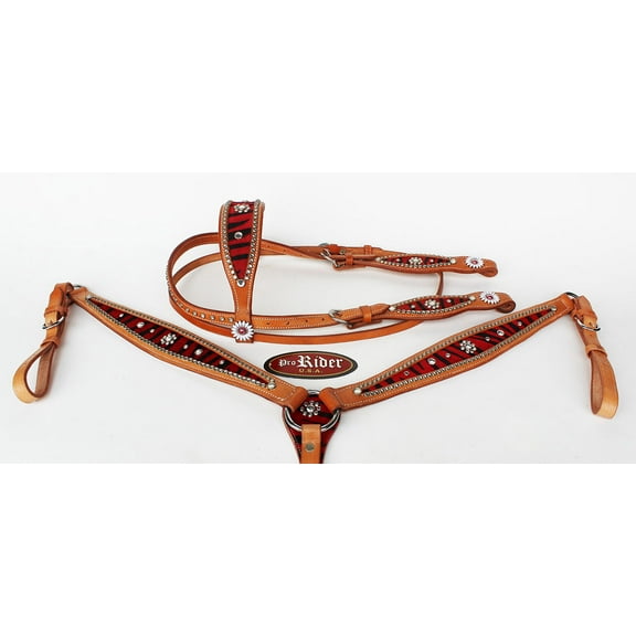 Horse Show Bridle Western Leather Rodeo Headstall Breast Collar 8803B