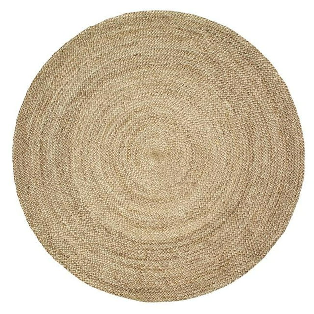 LR Resources NATUR12033GRY60RD 6 ft. Natural Jute Round Area Rug, Gray