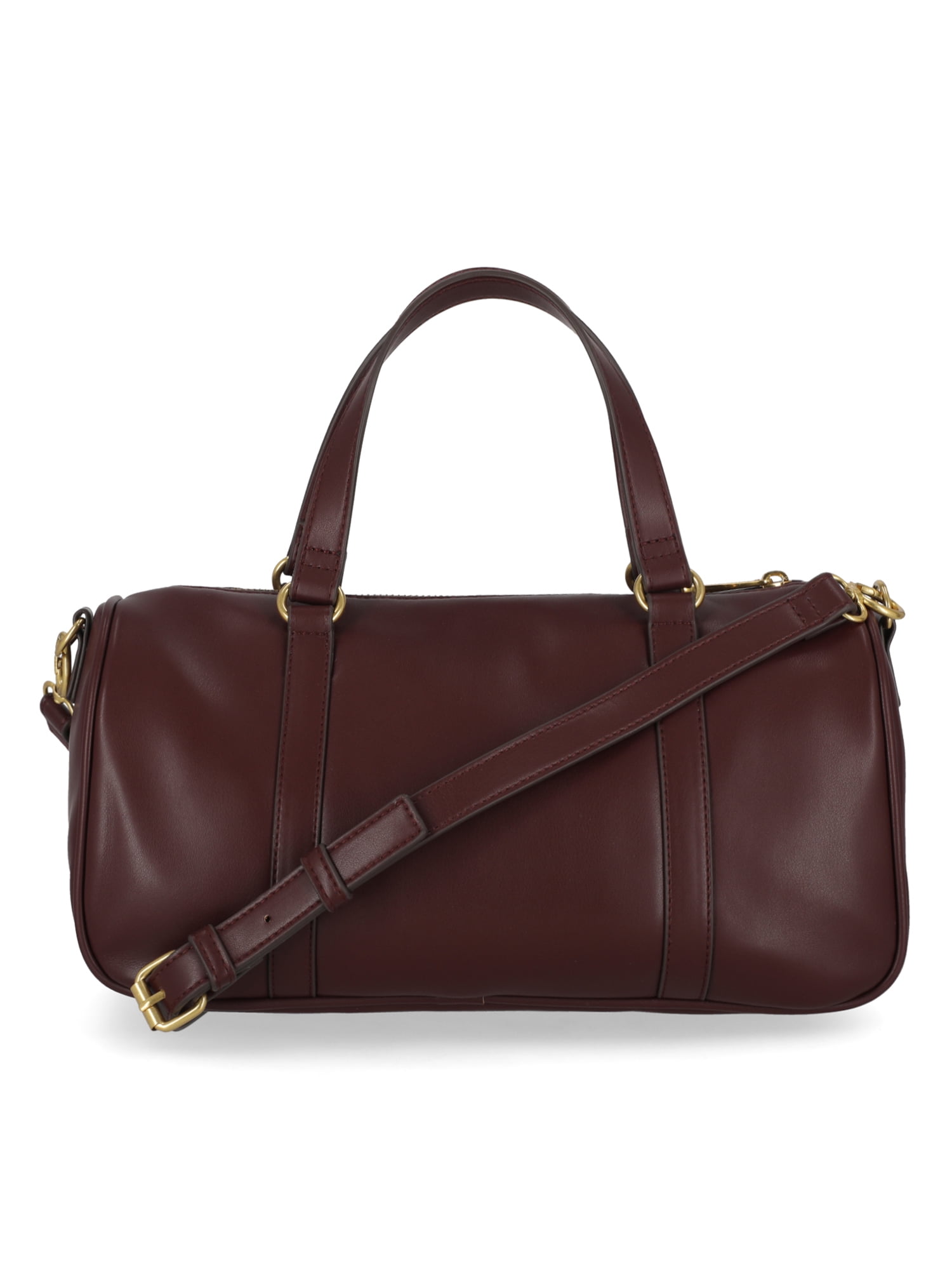 Free Assembly Women's Faux Leather Frame Satchel Handbag, Chianti