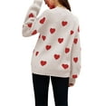 thumbnail image 6 of Hirigin Store Women's Valentine's Day Casual Knitwear Long Sleeve O Neck Heart Print Knit Sweater, 6 of 9