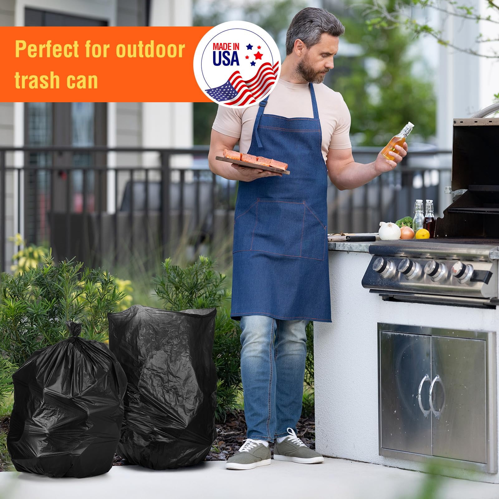 Cozymood 33 Gallon Trash Bags, 100 Count Heavy Duty Garbage Bags, Garbage Can Liners Outdoor Indoor, 0.9 Mil, Black