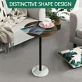 thumbnail image 5 of Brown Round Pedestal Side Table with Marble Base - Compact Drink Table for Sofa, Couch, Patio, Camping & Small Spaces, 20.87" Height, 5 of 6