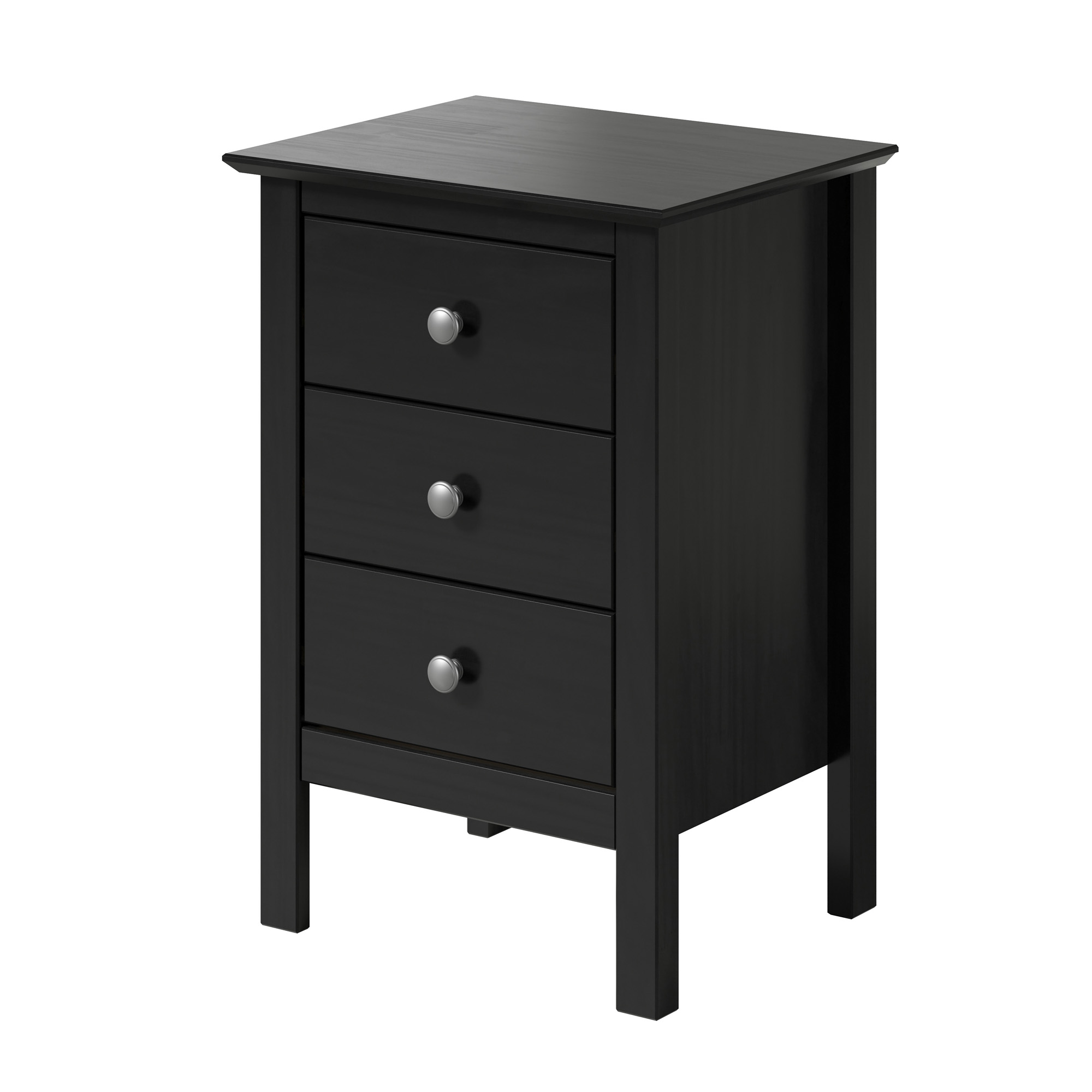 JelaThree Drawer End Table/Nightstand Black