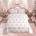 thumbnail image 2 of Manfei Kawaii Bow Bedding Comforter Set,Girls Bow Knot Twin Comforter Sets,Pink White Bedding Set,Breathable Bedroom Decorative Reversible,2pcs, 2 of 8