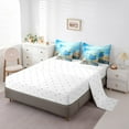 thumbnail image 3 of Erosebridal Blue Ocean Bedding Sets Twin Size, Beach Seashell Comforter Sets with Sheets, Flower Reversible Bedding Twin Size, Ultra Soft Bedroom Decor, 7 Pieces, 3 of 6