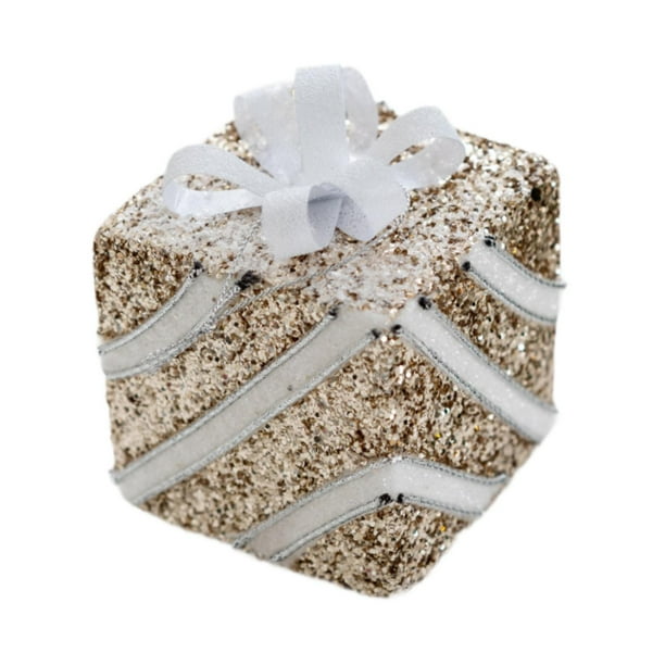 Adorno de caja de regalo para árbol de Navidad, mini caja de regalo, adorno creativo, colgante para Lazo blanco