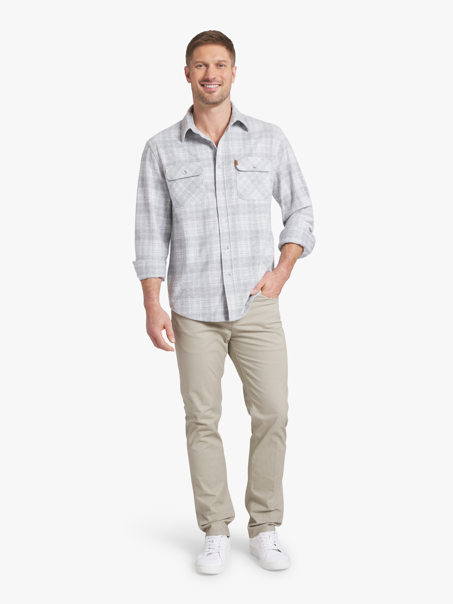 Chaps Men's & Big Men's Long Sleeve Knit Flannel Shirt, Sizes S-3XL