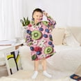 thumbnail image 6 of FORMRS Wearable Blanket Hoodie with Sleeves for Kids Cozy Flannel Sweatshirt, Pink Kiwi, 6 of 7