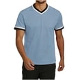 thumbnail image 2 of Kojanyu Men's V-Neck Short Sleeve Shirts Contrast Trim Ringer Tees 2026 Casual Summer Tops Plus Size S-3XL, 2 of 7