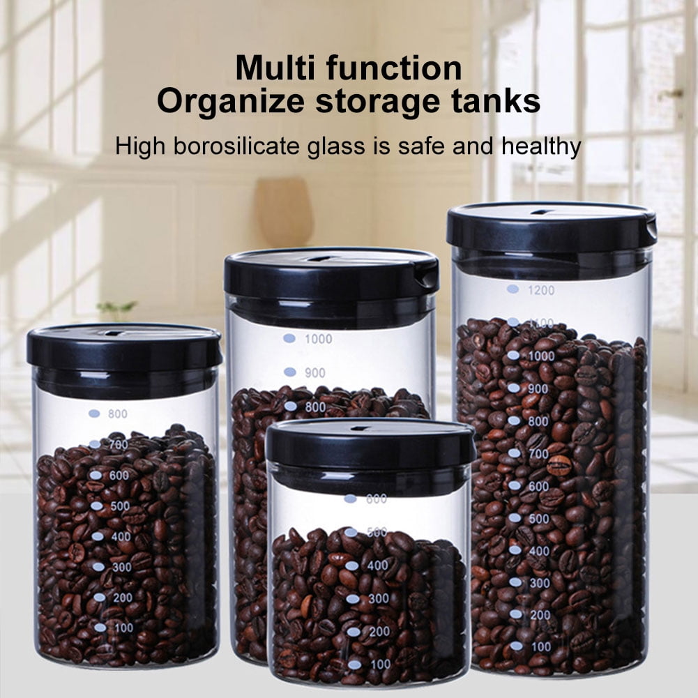 4 Pack Glass Storage Jars with Airtight Bamboo Lid, Aoeoe 27 OZ Food  Storage Jar, Glass Kitchen Canisters, Clear Container for Coffee Bean  Storage