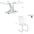thumbnail image 2 of Sumdeal 5-Piece Dining Set, 63 in Glass Dining Table with 4 White PU Faux Leather Chairs, Silver Legs, 2 of 7