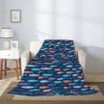 thumbnail image 2 of Throw Blanket for Couch Sofa and Bed, Colorful Fish 3 Super Soft Plush Throw Blanket, Fuzzy Cuteness Comfy Warm Washable Flannel Blanket & Throws for All Season 80"x60", 2 of 5