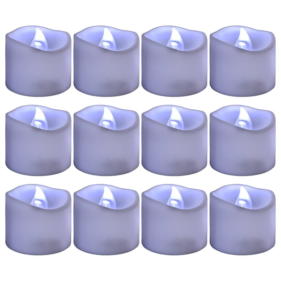 CZSCPDAW 12-Pack Navy Blue Flickering LED Tea Lights, Battery-Operated Flameless Candles for Holiday Decor
