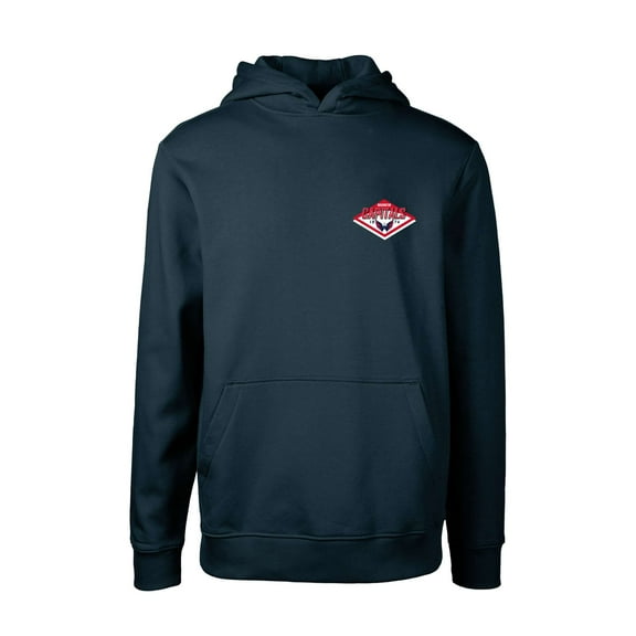 Youth Levelwear Navy Washington Capitals Podium Club Patch 2.0 Fleece Pullover Hoodie