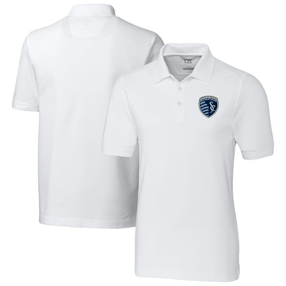Men's-Cutter & Buck  White Sporting Kansas City Big & Tall Advantage Eco Tri-Blend Pique Polo