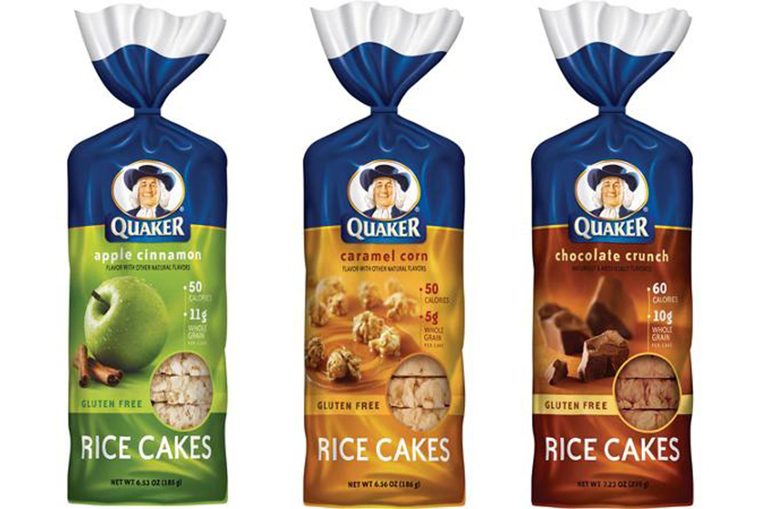 Quaker Rice Cakes Variety Bundle 7.23 oz Pack of 3 Flavors, Chocolate