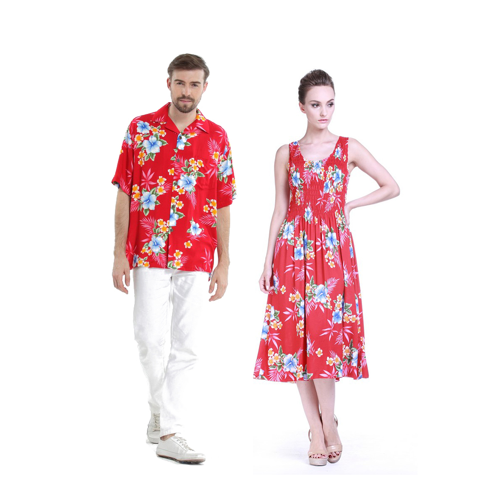Couple Matching Hawaiian Luau Aloha 