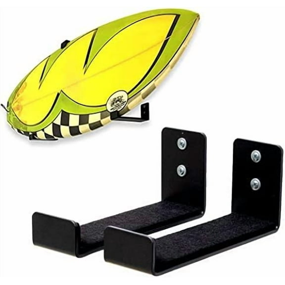 Naked Surf – The Original Minimalist Surfboard Rack, Heavy-Duty Black Aluminum Surf Board Wall Hangers for Display & Storage, Surfboard Wall Mount Holds 30 lbs