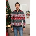 thumbnail image 3 of Iceglad Mens Ugly Christmas Sweater Quarter Zip Sweaters Reindeer Snowflake Turtleneck Long Sleeve Knitted Pullove, 3 of 8