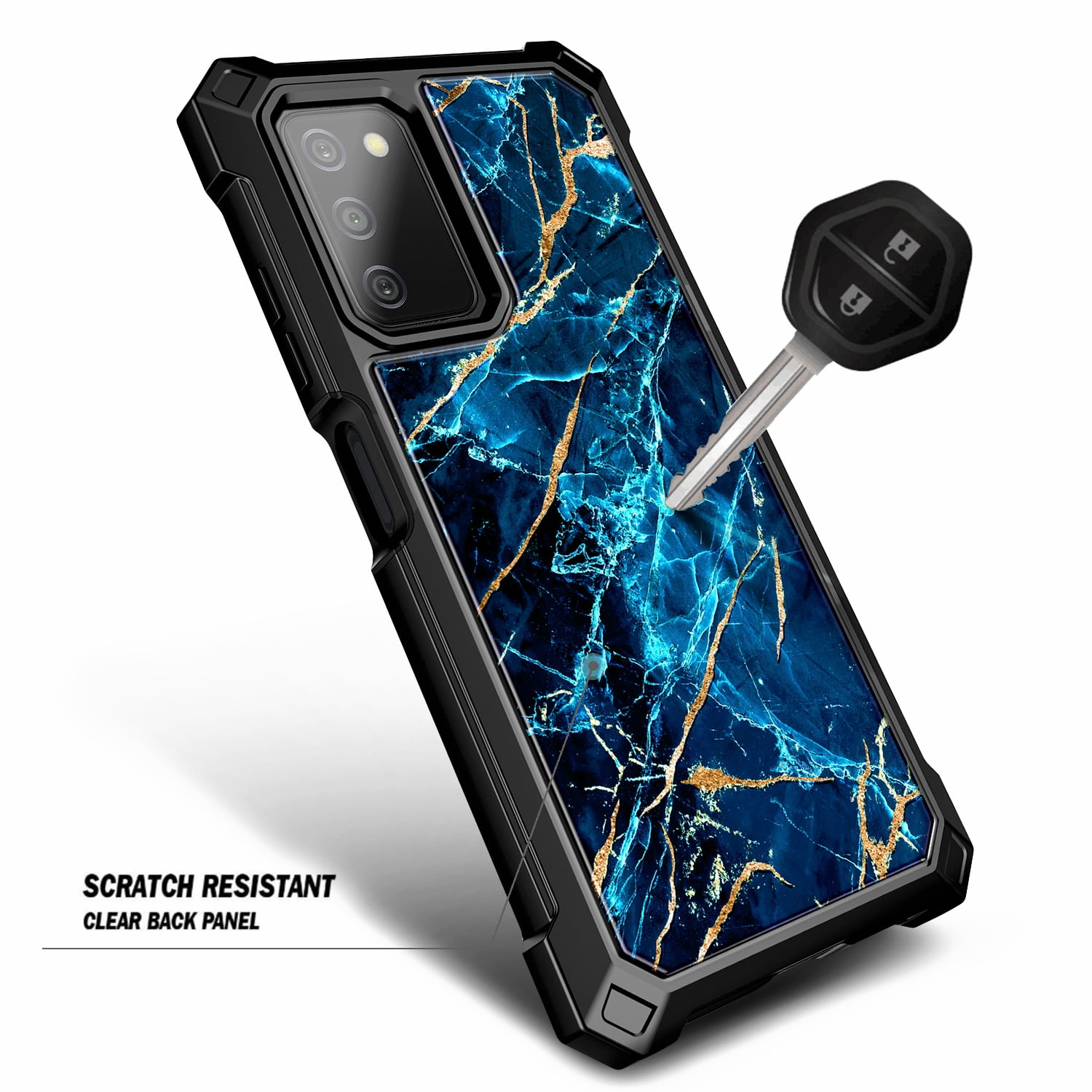 Nagebee Phone Case Compatible for Samsung Galaxy A03S with [Built-in Screen Protector], Full-Body Shockproof Protective Bumper Cover Impact Resist Durable Case (Sapphire)