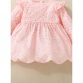 thumbnail image 5 of WIBACKER Newborn Baby Girls Long Sleeve Outfits Ruffle Eyelet Dress Top+Bloomers Shorts+Headband Set Summer Clothes, 5 of 8