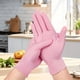 thumbnail image 4 of Guantes desechables de nitrilo rosa, 20/50/100 unidades, sin polvo ni látex, para cocina, para mujeres, para salón de belleza, para tatuajes, para teñir el cabello, 4 of 5