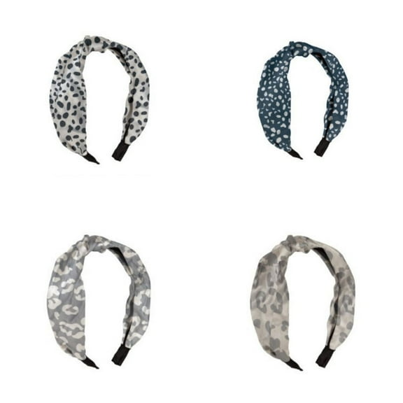 Mary Square Set of 4 Top Knot Hair Band Soft Satin Animal Print