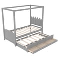 thumbnail image 5 of Twin Princess Canopy Platform Bed with Upholstered Headboard - Trundle & 3 Drawers, Storage Bed,Easy Assembly,Gray, 5 of 18