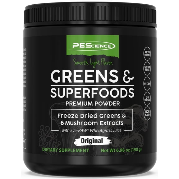 Greens & Superfoods Powder – Freeze-Dried Greens, Wheatgrass Juice & Mushroom Extract Blend