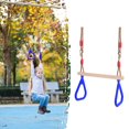 thumbnail image 1 of Children Trapeze Swing Bar with Rings Wooden Playset with Plastic Rings Gym Rings for Kids, 1 of 8