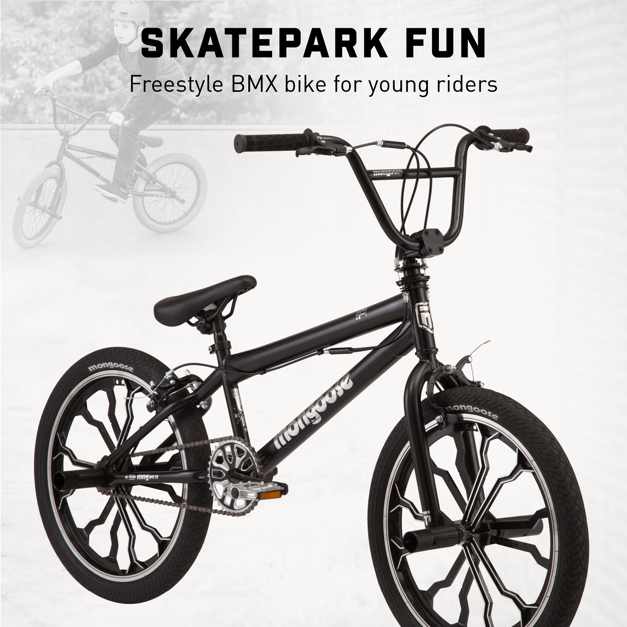 Mongoose Rebel Kids BMX Bike, 20", Black photo 3