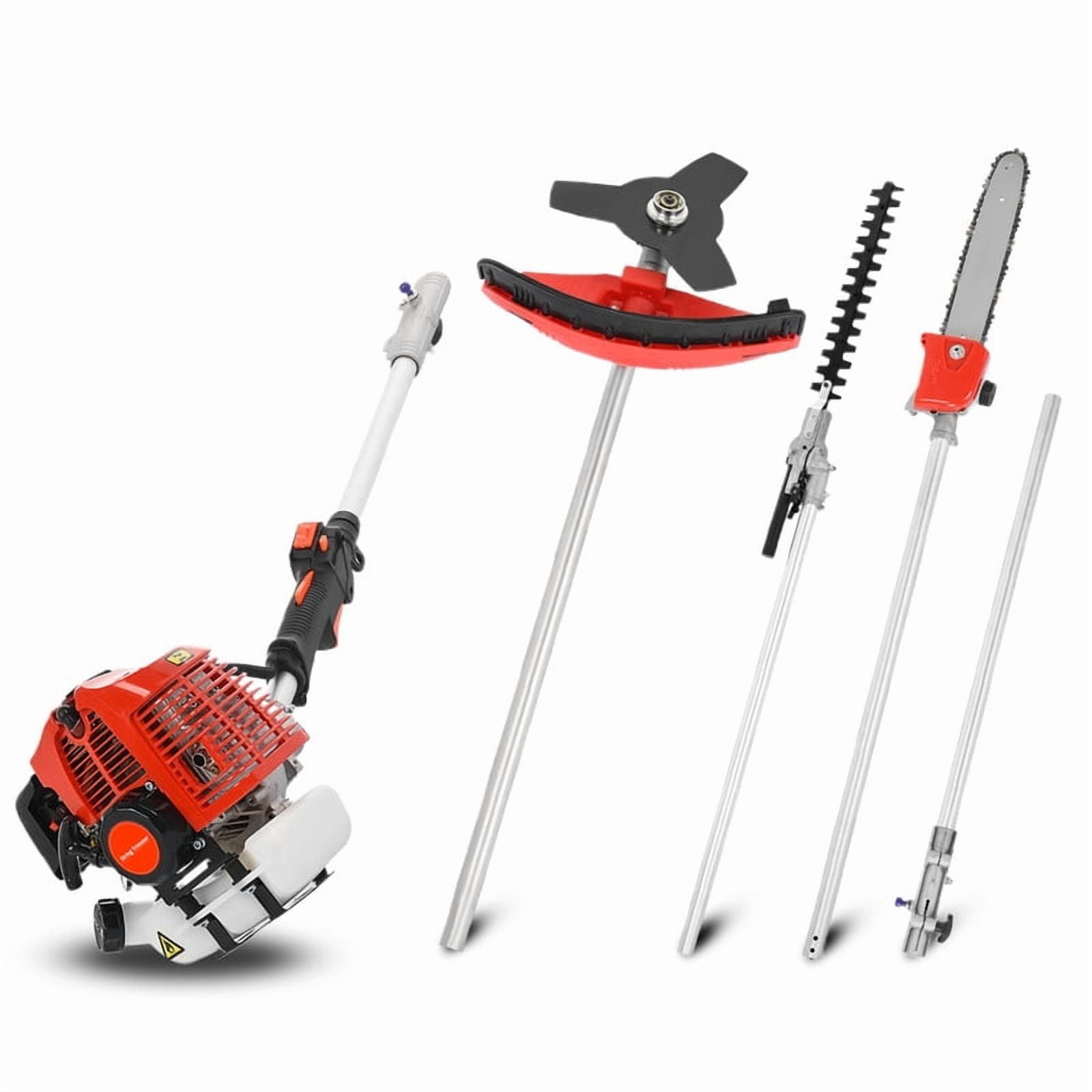 Seipouy Gas Weed Wacker，Five in One Weed Eater Gas Powe Strong Powerful Full Functioning Guard Accessories Hedge Trimmer 52cc Petrol Hedge Trimmer Chainsaw Brush Cutter for Garden Lawn Care