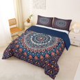 thumbnail image 2 of Homewish Retro Boho Mandala Queen Comforter Set,Exotic Peacock Themed Comforter Sets Queen,Orange Blue,Navy Blue Reversible,3-Piece,1 Comforter and 2 Pillowcases, 2 of 7