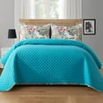 thumbnail image 3 of Elegant Comfort 3-Piece Quilted Bedspread Set, Reversible Floral Paisley Design, Ultra Soft All-Season Coverlet with Pillow Shams, Heavyweight Quilt, California King, Aqua, 3 of 5