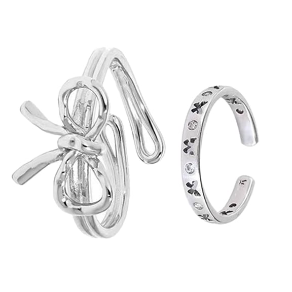 2Pcs Stackable Joint Finger Rings Women Open Rings Set Stackable Finger Joint Rings Thumb Rings