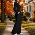 thumbnail image 5 of TEAJOPSUU Women's Fall Winter Cargo Jumpsuits Casual Long Sleeve V Neck Button Down Wide Leg Jumpsuits with Pockets Chest Flap Pockets Black, 5 of 8