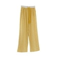 thumbnail image 2 of SWSMCLT Women's Elastic Waistband Pajama Pants Plaid Printed 100 Cotton Sleep Bottoms Medium Waist Gingham Fall Loose Pj Sleepwear Yellow Small-Medium, 2 of 3