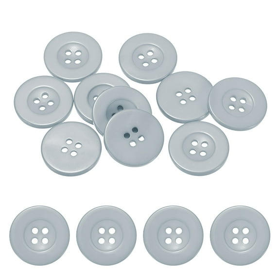 Uxcell Sewing Buttons [10pcs] - 1 Inch/ 25mm 40L Resin Round Flat 4-Hole Craft Replacement Buttons for Coats & Sewing Clothing & DIY - [Grey]
