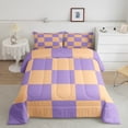 thumbnail image 2 of Castle Fairy Geometric Plaid Queen Comforter Set,Purple Pink Bedding Comforter Set, 2 of 8