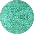 thumbnail image 1 of Ahgly Company Machine Washable Indoor Round Persian Turquoise Blue Traditional Area Rugs, 4' Round, 1 of 4