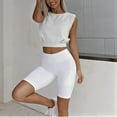 thumbnail image 3 of Camiseta sin mangas corta con cuello redondo,Camiseta sin mangas con cuello redondo Camiseta sin mangas de color puro para mujer Camisa corta sin mangas Características mejoradas, 3 of 4