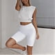 thumbnail image 3 of Camiseta sin mangas corta con cuello redondo,Camiseta sin mangas con cuello redondo Camiseta sin mangas de color puro para mujer Camisa corta sin mangas Características mejoradas, 3 of 4