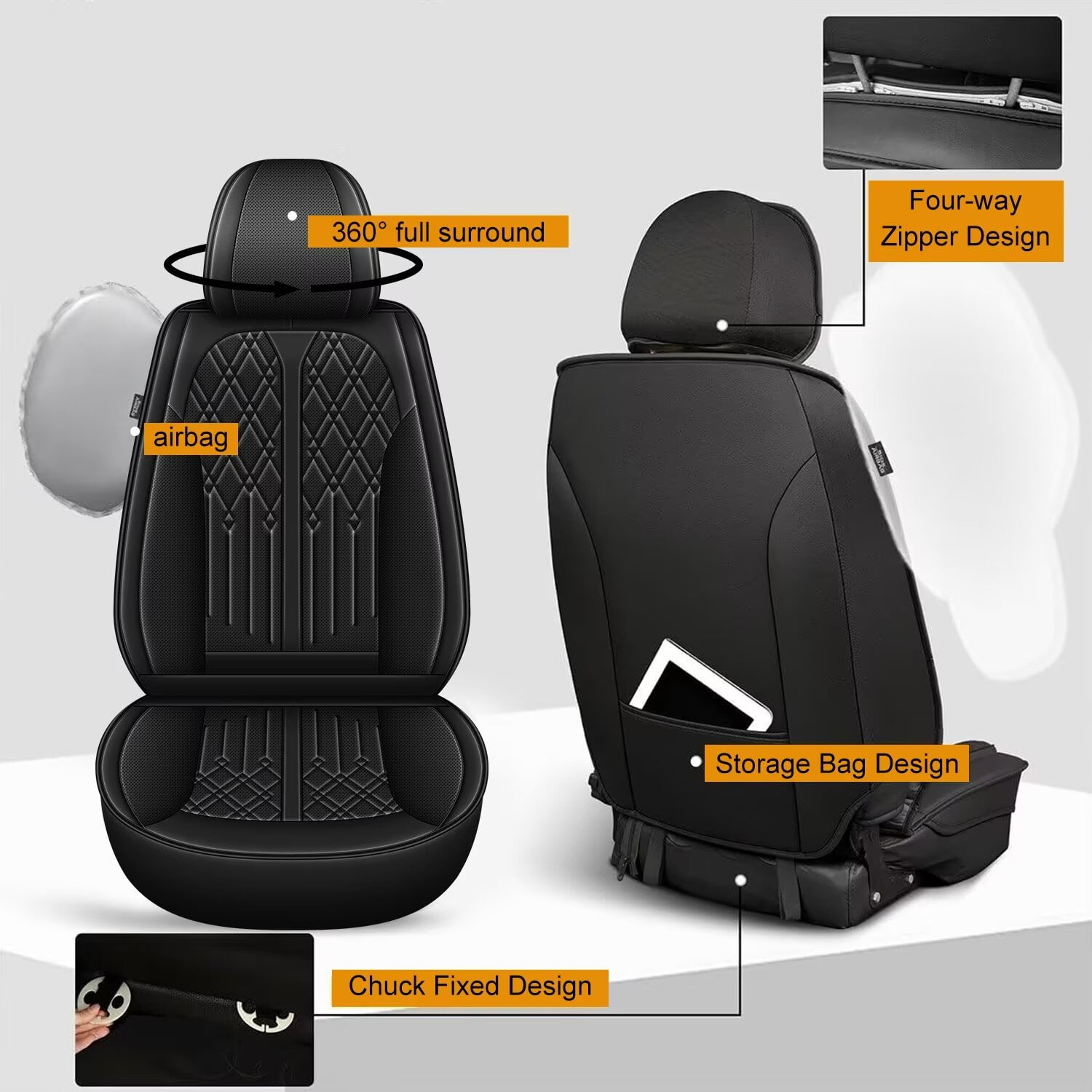 DIKSOAKR 2 Front Seat Covers Fit for Toyota Camry 2012-2024 2025 Leather Seat Covers Breathable Waterproof Vehicle Seat Cushion (2 Seat, Black)
