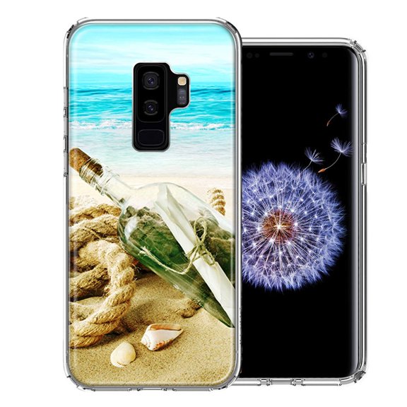 MUNDAZE For Samsung Galaxy S9 Plus Beach Message Bottle Design Double Layer Phone Case Cover