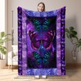 thumbnail image 2 of Qiushi Butterfly Printed Flannel Throws Blanket, 50 x 60in Purple, 2 of 6