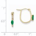 thumbnail image 2 of 14K Yellow Gold 1/20ct Diamond & Emerald Hinged Hoop Earrings, 2 of 2